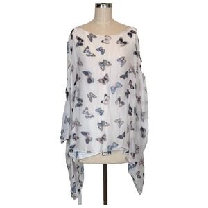 Nina Kendosa Paris Tunic Poncho Butterflies Silk Flowy Romantic Fairy Whimsical
